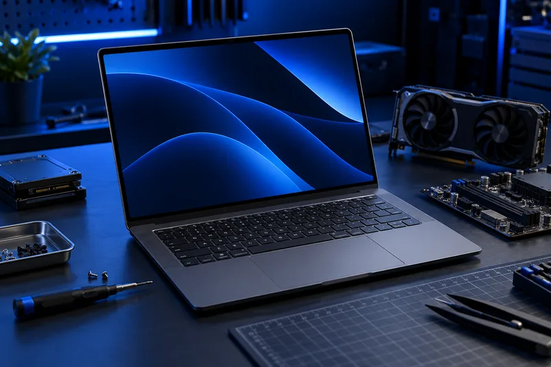 Conceptual laptop hardware studio photograph