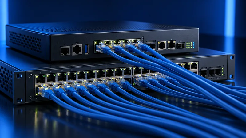 Conceptual networking hardware studio photograph